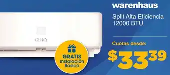 Orve Hogar warenhaus Split Alta Eficiencia 12000 BTU oferta