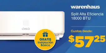Orve Hogar warenhaus Split Alta Eficiencia 18000 BTU oferta