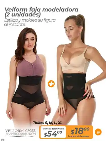 TVentas Velform faja modeladora (2 unidades) Tallas: S, M, L, XL oferta