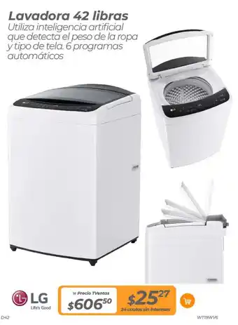 TVentas LG Lavadora 42 libras oferta