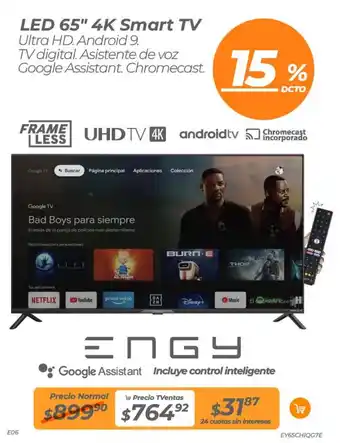 TVentas ENGY LED 65" 4K Smart TV oferta