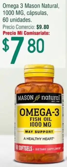 Mi Comisariato Omega 3 Mason Natural, 1000 MG cápsulas 60 unidades oferta