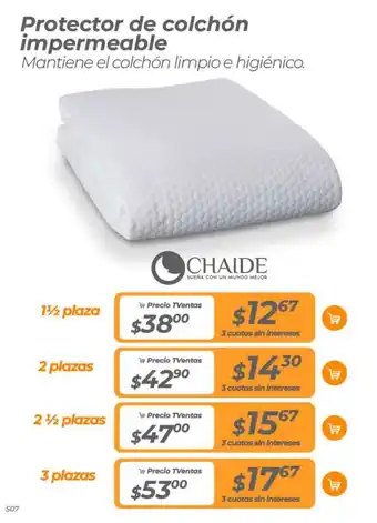 TVentas Protector de colchón impermeable 1 1/2 plaza oferta