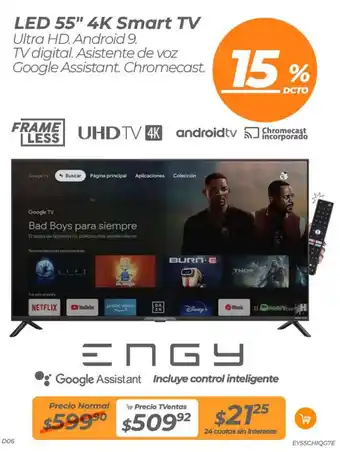 TVentas LED 55" 4K Smart TV Ultra HD oferta