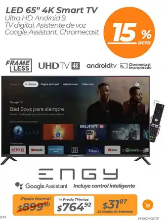 TVentas ENGY LED 65" 4K Smart TV Ultra HD oferta