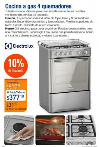 TVentas Cocina a Gas 4 Quemadores Electrolux oferta
