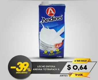 Coral Hipermercados Leche Entre Andina Tetrapack 1L oferta