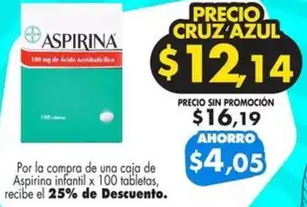 Farmacias Cruz Azul Aspirina infantil x 100 tabletas oferta