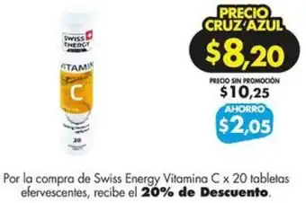 Farmacias Cruz Azul Swiss Energy Vitamina C x 20 tabletas oferta