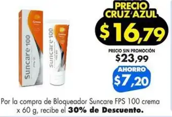 Farmacias Cruz Azul Suncare FPS 100 crema x 60g oferta