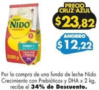 Farmacias Cruz Azul Nido Crecimiento con Prebióticos y DHA x 2kg oferta
