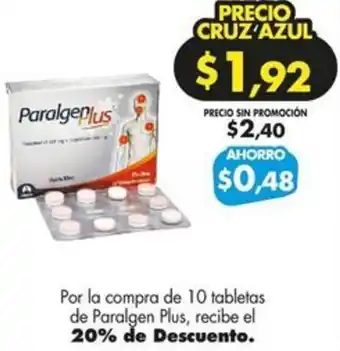 Farmacias Cruz Azul Paralgen Plus 10 tabletas oferta