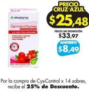 Farmacias Cruz Azul Cys-Control x 14 sobres oferta
