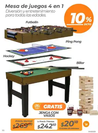 Mesa de juegos 4 en 1