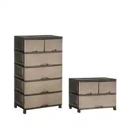 Tia CAJONERA 5 PISOS MAS VELADOR 3 CAJONES PLAPASA CANVAS BEIGE oferta