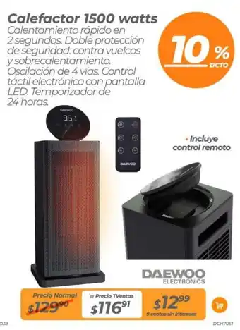 TVentas Calefactor 1500 watts oferta