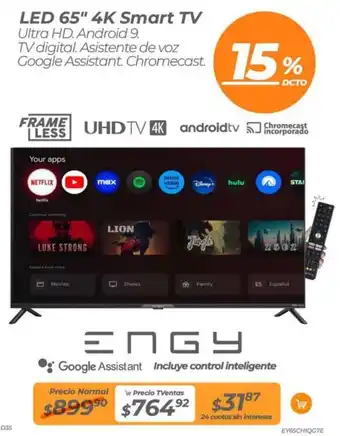 TVentas ENGY LED 65" 4K Smart TV oferta