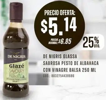 DE NIGRIS GLASSA SABROSA PESTO DE ALBAHACA CON VINAGRE BALSA 250ML