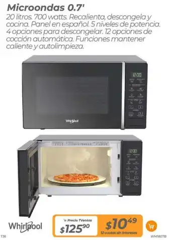 TVentas Whirlpool Microondas 0.7' oferta