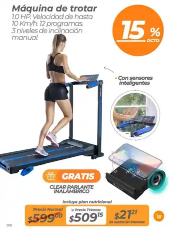 TVentas Máquina de trotar 1.0 HP Velocidad de hasta 10 Km/h. 12 programas oferta