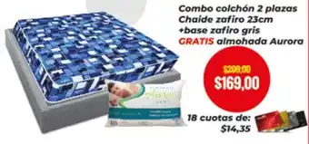 Tia Combo colchón 2 plazas Chaide zafiro 23cm 18 cuotas de: $14,35 +base zafiro gris GRATIS almohada Aurora oferta