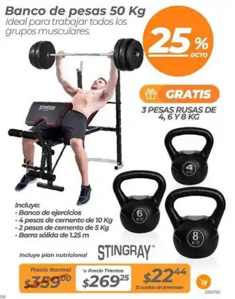 TVentas STINGRAY Banco de pesas 50kg oferta