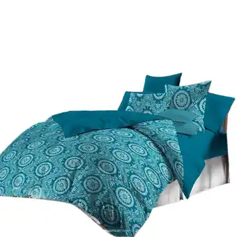 Tia COBERTOR P/CAMA 2 PLZS 3 PZAS LUCA SEVILLE TURQUESA MANDALA oferta