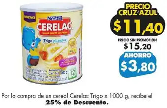 Farmacias Cruz Azul Cerelac Trigo x 1000g oferta