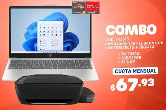 Artefacta IMPRESORA 415 ALL IN ONE HP + NOTEBOOK 15-FC0004LA oferta