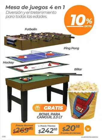 TVentas Mesa de juegos 4 en 1 oferta
