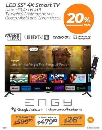 TVentas ENGY LED 55" 4K Smart TV oferta