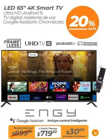 TVentas ENGY LED 65" 4K Smart TV oferta