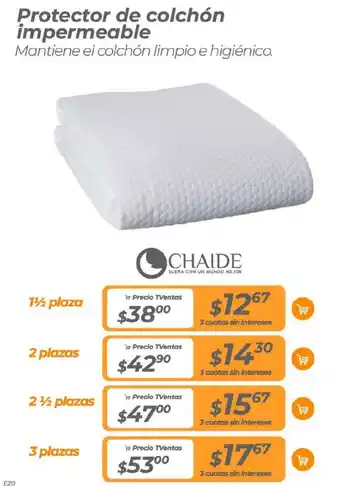 TVentas CHAIDE Protector de colchón impermeable 1 1/2 plaza oferta