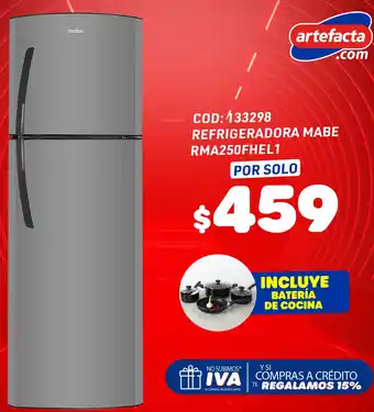 Artefacta REFRIGERADORA MABE RMA250FHEL1 oferta
