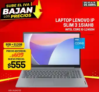 Novicompu LAPTOP LENOVO IP SLIM 3 15IAH8 oferta