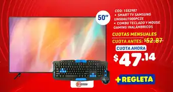Artefacta SMART TV SAMSUNG + COMBO TECLADO Y MOUSE GAMING INALÁMBRICOS oferta