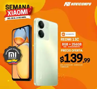 Novicompu XIAOMI REDMI 13C 8GB + 256GB oferta