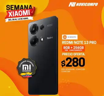 Novicompu XIAOMI REDMI NOTE 13 PRO 8GB + 256GB oferta