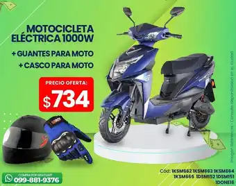 Novicompu MOTOCICLETA ELÉCTRICA 1000W + GUANTES PARA MOTO + CASCO PARA MOTO oferta