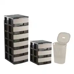 Tia COMBO CAJONERAS PLASTICA 6 PISOS Y 3 PISOS MAS CESTO PLAPASA oferta