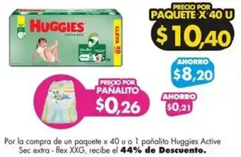 Farmacias Cruz Azul Huggies Active Sec extra-flex XXG oferta