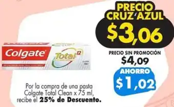 Farmacias Cruz Azul Colgate Total Clean x 75ml oferta