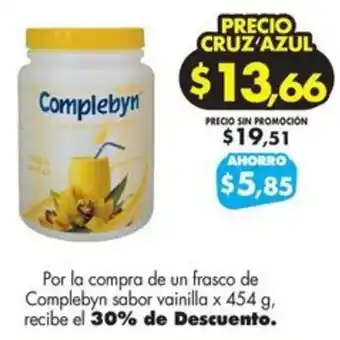 Farmacias Cruz Azul Complebyn sabor vainilla x 454g oferta