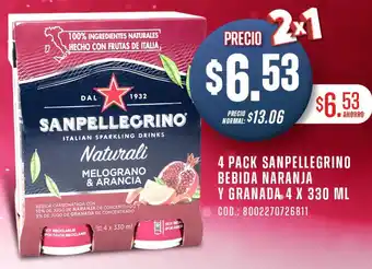 Supermaxi 4 PACK SANPELLEGRINO BEBIDA NARANJA Y GRANADA 4 X 330ML oferta