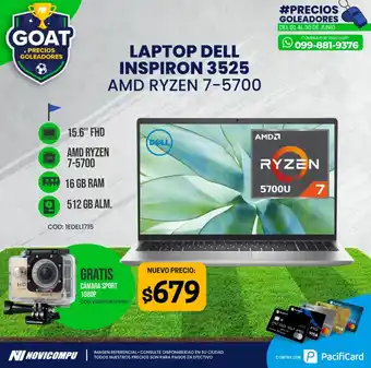 Novicompu LAPTOP DELL INSPIRON 3525 AMD RYZEN 7-5700 oferta
