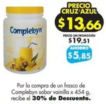 Farmacias Cruz Azul Complebyn sabor vainilla x 454g oferta