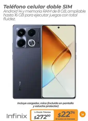 TVentas Infinix Teléfono celular doble SIM oferta