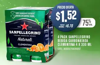 Supermaxi 4 PACK SANPELLEGRINO BEBIDA CARBONATADA CLEMENTINA 4 X 330 ML oferta