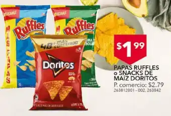 Tia Papas Ruffles o snacks de Maíz Doritos oferta