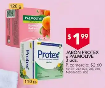 Tia Jabón Protex 110g o Palmolive 120g 3 uds oferta